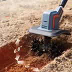 Cultivador Elétrico Terrox Sem Fio Com Lâminas de Aço Inoxidável e Bateria Dupla + BRINDE: Kit 10 Ferramentas